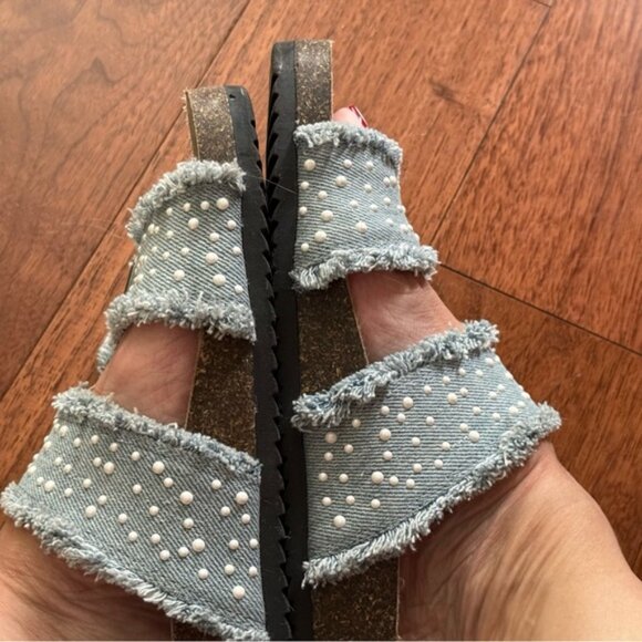 Pull & Bear Womens Denim Polka Dot Sandals EU 8 US 7.5 - Picture 2 of 9